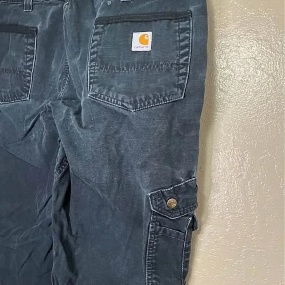 Carhartt Cargo Pants Men's 38x30 Black Relaxed Fit Double Knee B342 BLK Vintage